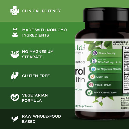 EMERALD LABS Cholesterol Health - CoQ10, Flush-Free Niacin, RYR-VA & Garlic, 90 Vegetable Capsules
