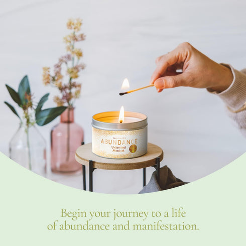 MAGNIFICENT 101 Abundance Manifestation Smudge Candle, 6 Oz Soy Wax, Infused with Lemon, Rosemary