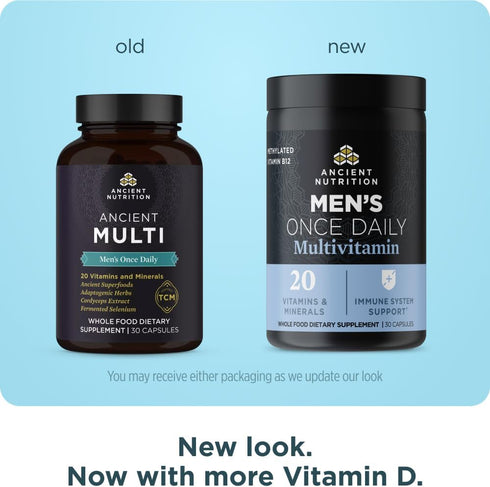 K2, Immune 30 Ancient Nutrition Multivitamin for Men, Multi Men's Once Daily Vitamin Supplement, Methylated Vitamin A
