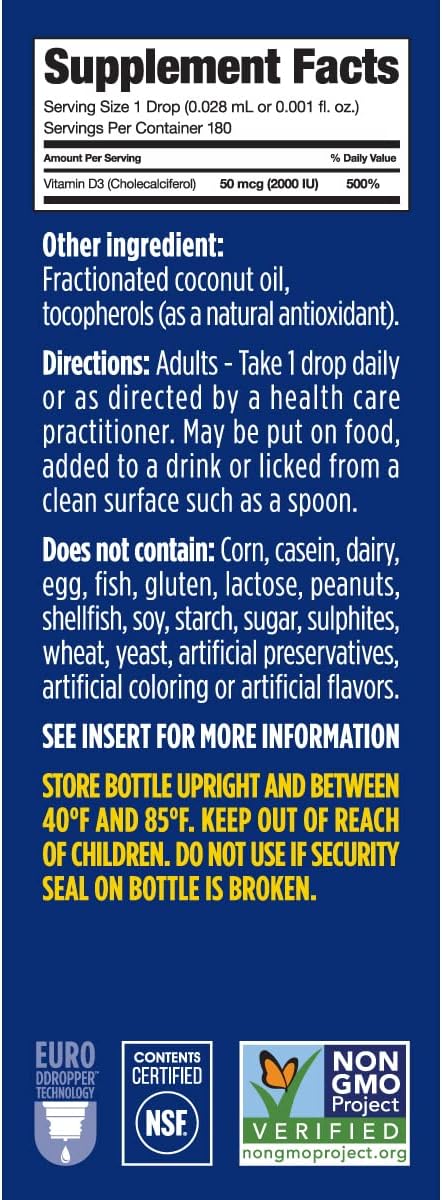 Ddrops Adults 2000IU 180 Drops - Liquid Vitamin D3 Supplement, Supporting Strong Bones & Immune System