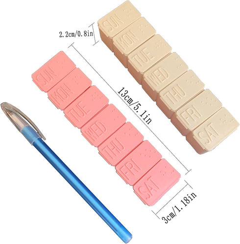 Toeah 2Pack 7 Pill Organizer Am Pm Pill Organizer Day with Braille Pill case Vitamins Fish Oil Supplements