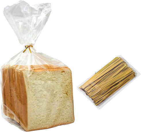 lasenersm 100 Pieces Empty Clear Bread Bags with Ties Disposable Toast Bags Plastic