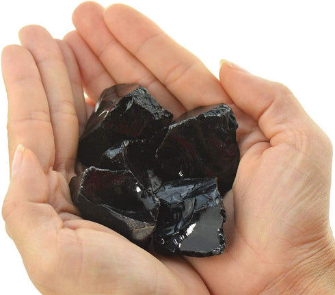 Bulk Rough Black Obsidian Crystal, Large 1" Natural Raw Stones for Tumbling, Decoration, Polishing