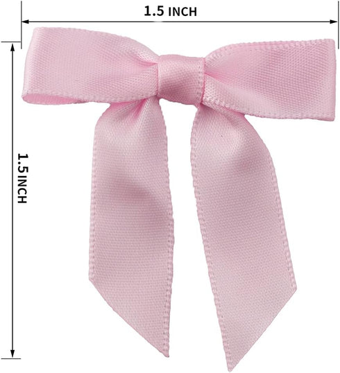 7Rainbows 50pcs Boutique 1.5" Pink Satin Ribbon Mini Bows for Craft Sewing Scrapbooking Wedding and Gift Wrapping by 7Rainbows