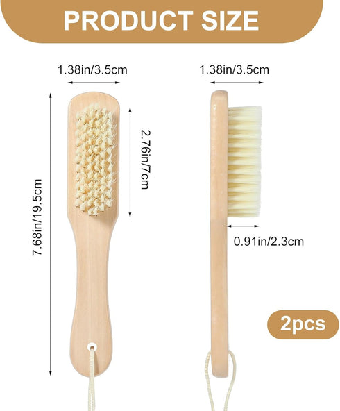2Pcs Laundry Stain Brush Portable Soft Bristle Natural Boar Bristle Brush for Home Small Spaces Shoes Clothes