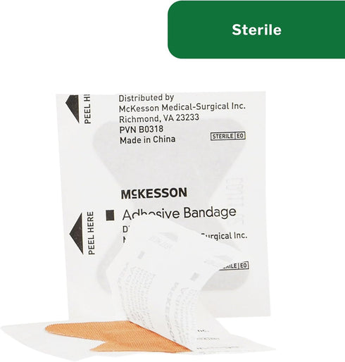 McKesson Adhesive Bandages, Sterile Fabric Digit Fingertip, Tan, 1.7 in x 2 in, 100 Count