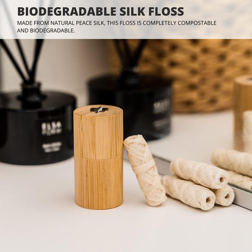 Biodegradable Silk Dental Floss Refill, Six Pack, Organic Natural Floss, Compostable Mint Candelilla Wax