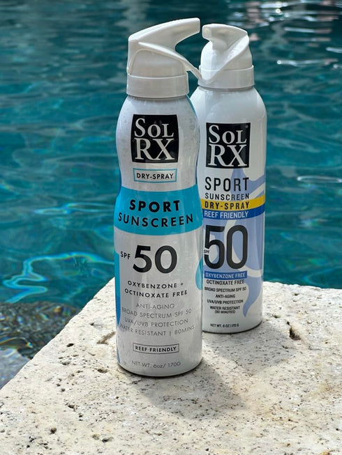 SolRX SPORT SPRAY SPF 50 Sunscreen, Reef Friendly, Broad Spectrum for Face and Body, Oxybenzone Free