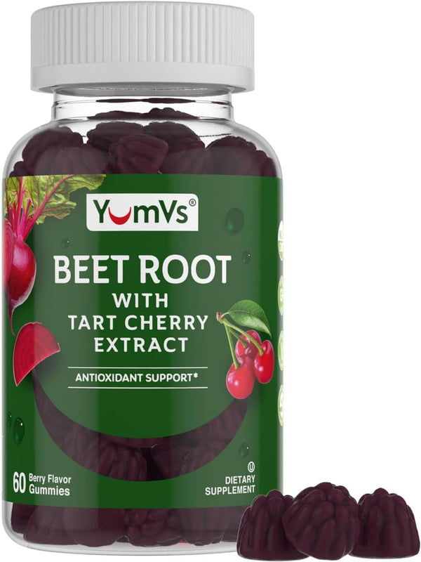 YumVs Beet Root Gummies with Tart Cherry Extract - Berry Flavor, Beet Chews for Blood Circulation and Antioxidant