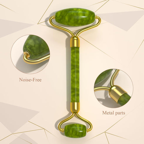 Jade Roller Gua Sha Set, Natural Facial Skin Care Beauty Tools, Face Roller Massager for Neck and Eye Treatment (Green)