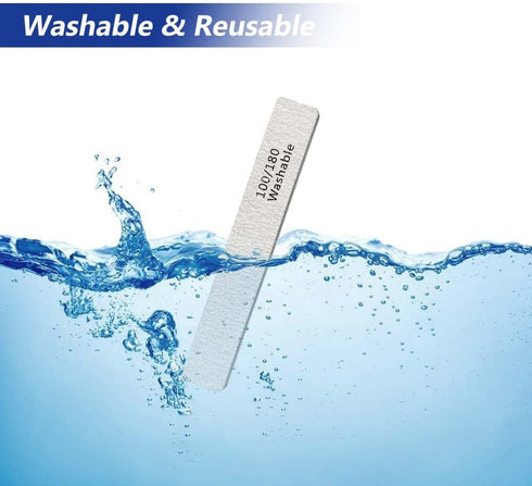 Nail File, 24 Pack Professional Reusable Washable Nail Files, 100/180 Grit Manicure Tools Kit