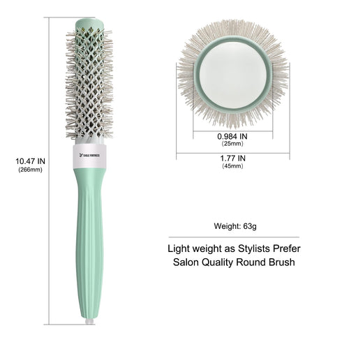 Professional Round Hair Brush for Blow Drying, Ceramic + Ionic Round Brush for Bangs, Blowout, Styling (0.98in)