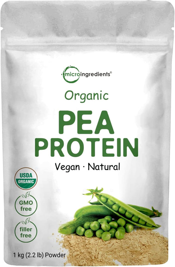 Micro Ingredients Organic Pea Protein Powder, 1KG (2.2 Pounds), Plant-Based Vegan Protein, Non-GMO, Soy Free