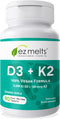 EZ Melts Dissolvable Vitamin D3 K2 5,000 IU, Sugar-Free Bone & Joint Support, 3-Month Supply