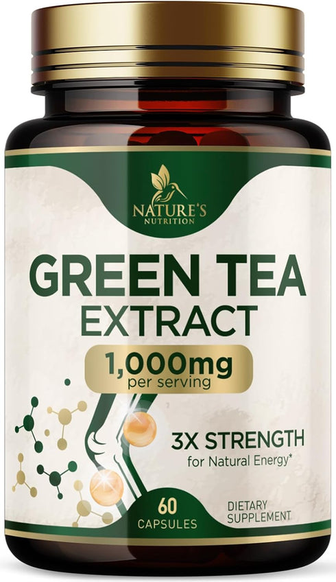 Green Tea Extract Weight Loss Pills 1000mg | 60 Capsules | 98% Standardized EGCG, Vegan Herbal Supplement