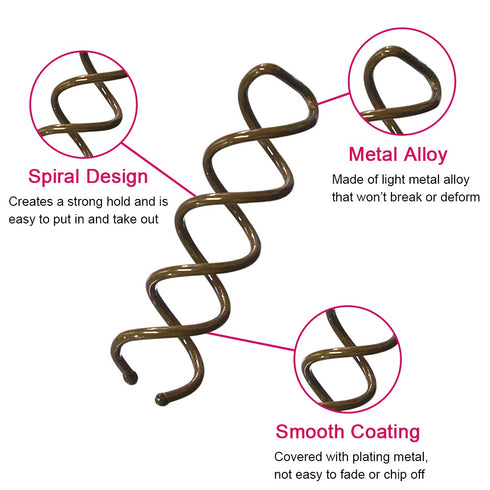 Spiral Bobby Pins Brown, 20 Pcs Premium Spin Pins for Hair with Storage Tin, Non Scratched Twist Screw