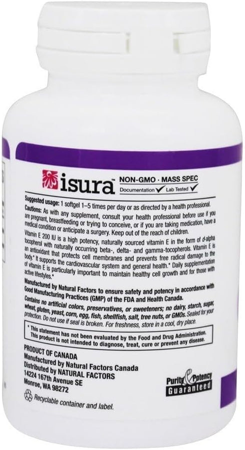 Natural Factors Vitamin E Mixed 200 IU, 90 Soft Gels, Antioxidant Support for Cellular Integrity