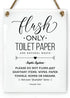 6x8 Inch Designer Bathroom Sign - Flush Only Toilet Paper, Not Hopes & Dreams, Septic System ~ Ready to Hang ~ Premium