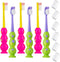 Kids Toothbrush 6 Pack, Soft Contoured Bristles, Child Sized Brush Heads, Suction Cup for Easy Storage (Green & Pink)