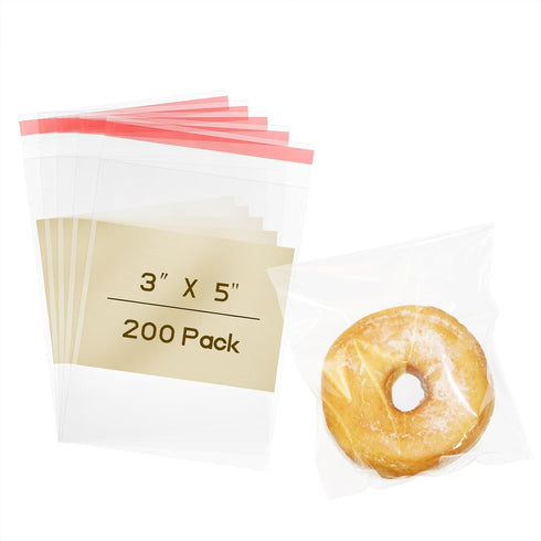 200PCS Cookie Bags, Self Sealing Cellophane Bags 3X5 Inches for Gift Giving, Packaging Candy, Snack, Treat Products