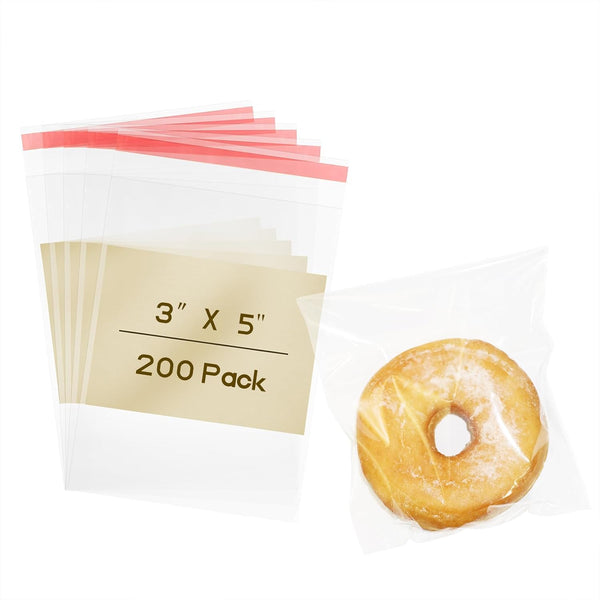 200PCS Cookie Bags, Self Sealing Cellophane Bags 3X5 Inches for Gift Giving, Packaging Candy, Snack, Treat Products