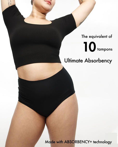 LEAKPROOF2.0 Seamless 10 High Waist Ultimate Absorbency Period Underwear for Women Heavy Flow Holds Tampons