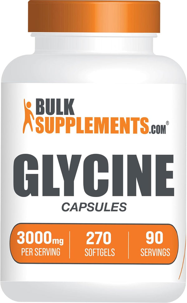 BulkSupplements.com Glycine Capsules 3000mg - Gluten Free Amino Acid Supplement, 270 Capsules (Pack of 1)