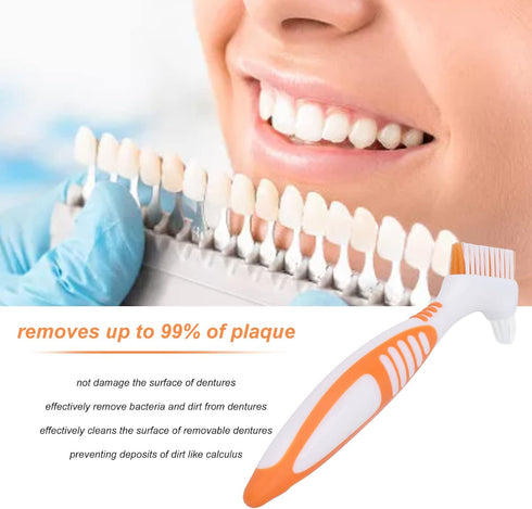 Denture Brush Denture Toothbrush Washing Brush Dual Head Tools for Denture Care and Oral Hygiene