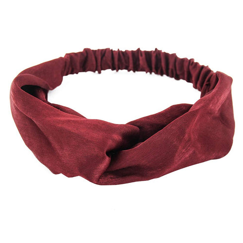 Yeshan Women's Criss Cross Silk Satin Headbands - Elastic Twisted Hair Band, Pack of 8