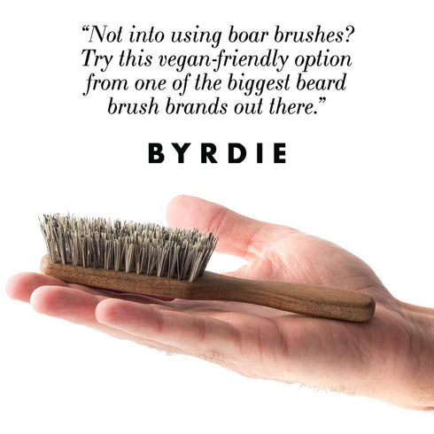 ZilberHaar Vegan Beard Brush - Stiff Bristles, Oiled Walnut and Mexican Tampico Bristles, Animal-Free Grooming Product
