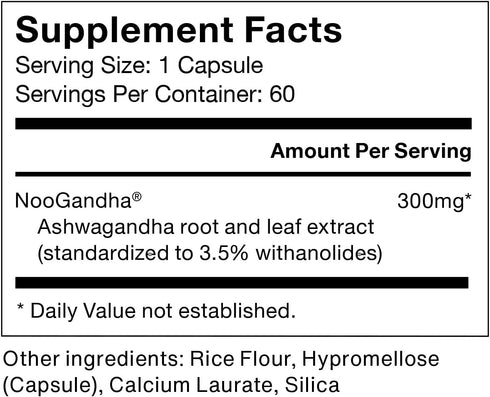 Momentous Ashwagandha Supplement - 300mg NooGandha Ashwagandha Extract - Cognitive Performance, Alertness and Focus Support - Vegan & Gluten Free, 60 Count