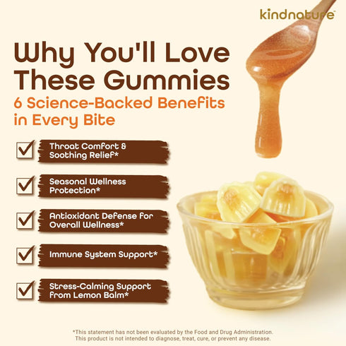 Gummies 643+ Immune KINDNATURE Manuka Honey Medical Grade MGO - New Zealand Manuka Honey with Zinc, Vitamin C