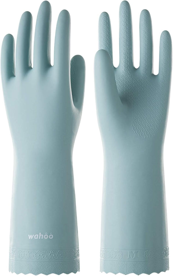 LANON Skin-Friendly Dishwashing Cleaning Gloves, Non-Slip Kitchen Gloves with Cotton Flocked Liner, Large