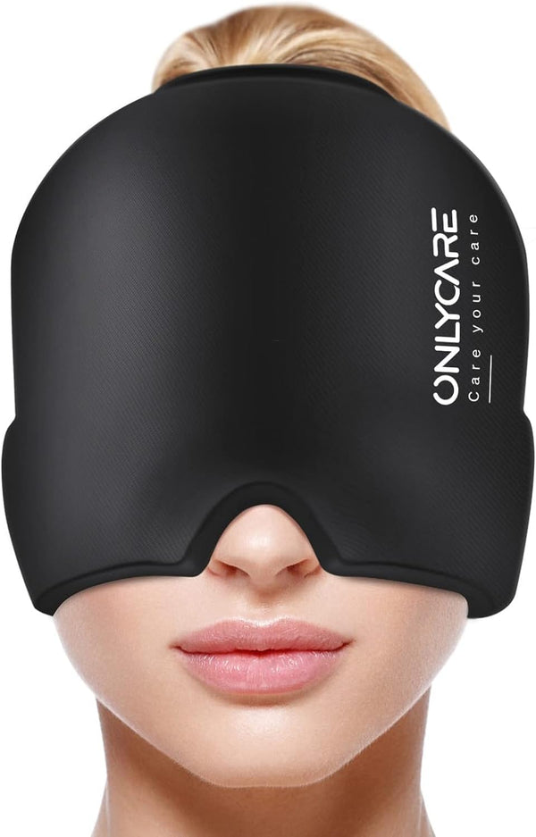 ONLYCARE Migraine Relief Cap - Soothing Headache Hat with Odorless Gel Ice Head Wrap, Hot and Cold Therapy