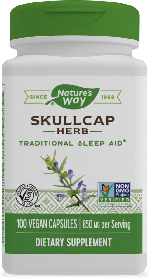 Nature's Way Skullcap Herb - Traditional Herbal Sleep Support - Non-GMO Project Verified - 100 Vegan Capsules