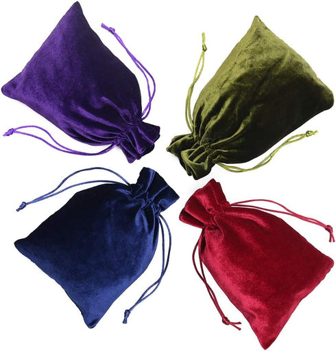 HRX Package Soft Velvet Gift Bags, 5.1x7.8 inch Velvet Drawstring Pouches for Tarot Rune Jewelry, 4 Pack