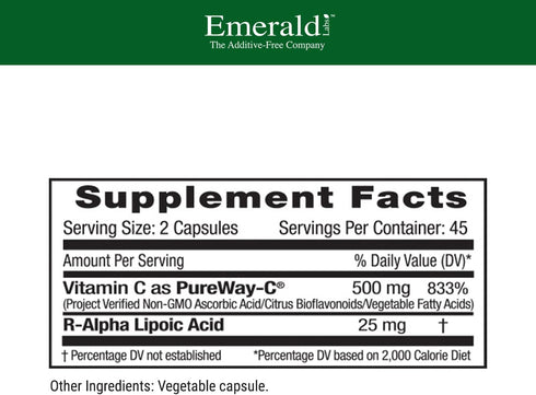 Immune 90 (45-Day EMERALD LABS PureWay-C - Liver & Support Supplement with R-Alpha Lipoic Acid* - Fast-Absorbing