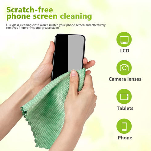 HOMEXCEL 6PK Microfiber Glass Cleaning Cloths, 16"x14", Lint Free for Glasses, Mirrors, and Screens