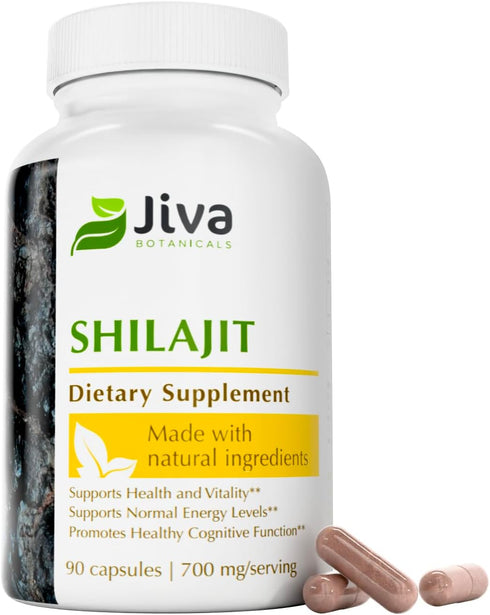 Jiva Botanicals Shilajit Capsules 700 mg – Shilajit Extract with Fulvic Acid – Supplement for Men & Women – 90 Vegan