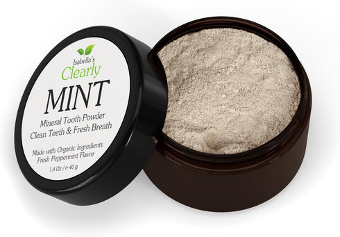 Isabellas Clearly Mint Remineralizing Tooth Powder | Teeth Whitening Natural Fluoride Free Toothpaste for Adults, Kids