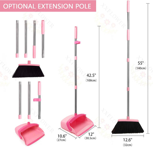 Set, Set Pack 1 Broom and Dustpan Dustpans with Broom Combo for Home, Heavy Dust Broom and Dustpan Combo, Long Handle