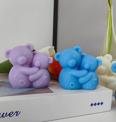 T-shin Candle,100G Hugging Bears Aroma Healing Cute Bear Family Mother Love Decorative Scented Candle for Table Photo