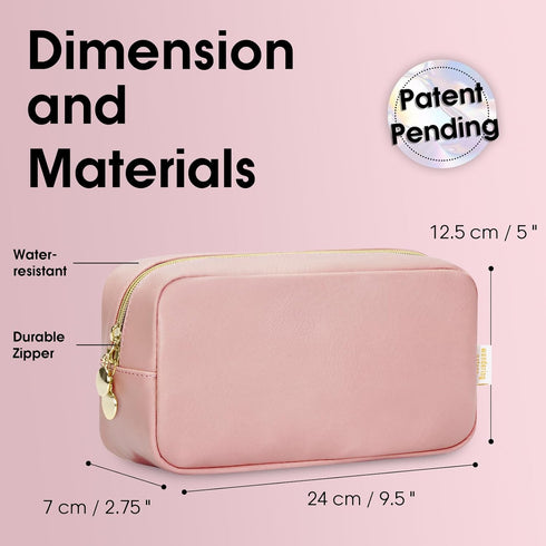 Wandering Nature Makeup Bag, Eco Vegan Leather Cosmetic Organizer for Women, Travel Pouch with Slip-in Pockets