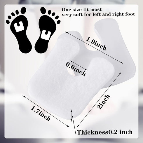 48 Pieces U-Shaped Felt Callus Pads Metatarsal Foot Pads for Pain Relief Keep Calluses from Rubbing on Shoes Forefoot and Support Self-Adhesive Foam Foot Cushion Pad for Men and Women (White)