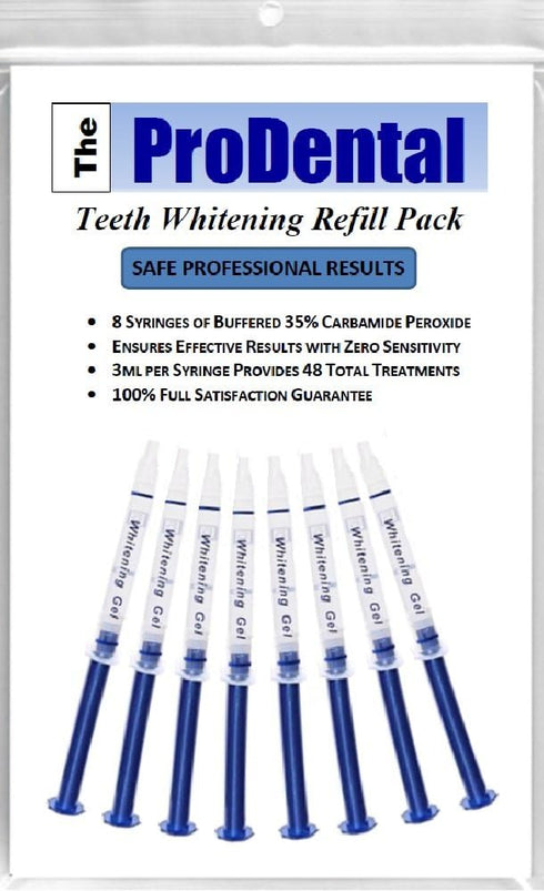 Teeth Whitening Gel Syringe Refill, 8 Pack, 35% Carbamide Peroxide, Faster Results Than Strips, Safe for Sensitive Teeth