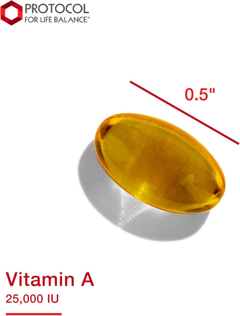 Protocol Vitamin A 25,000 IU - Supports Eye, Retina, and Immune Health - 100 Softgels