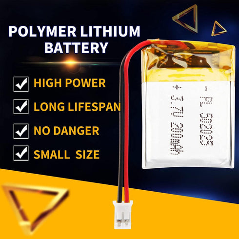 3.7V 200mAh 502025 Lipo Battery Pack, Rechargeable Lithium Polymer with PH2.0mm JST Connector