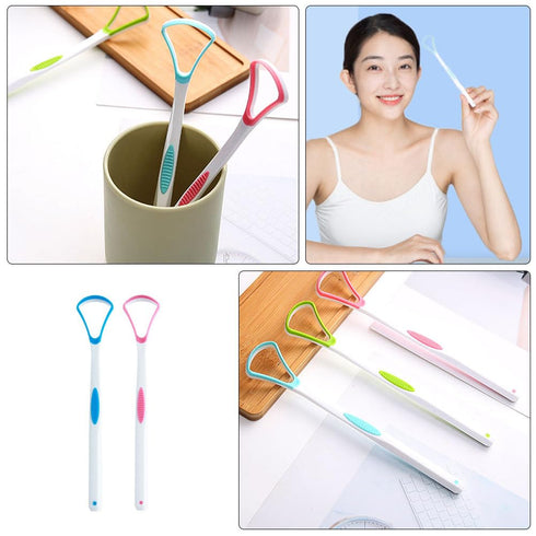 2pcs Tongue Cleaner Scraper Oral Brush for Adult Tongue Cleaning, TPR Adult Tongue Scraping Tools