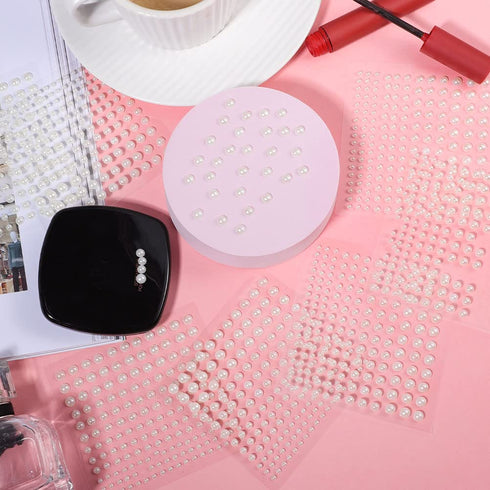 Pearl Stickers for Crafts, Self Adhesive Face Pearl Sticker Gems, 1650 Pcs Stick On Pearls Beads for Face, Makeup,