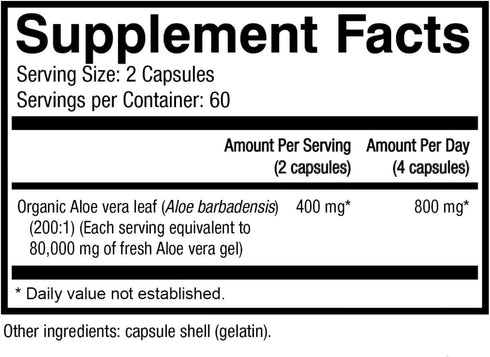 NatureCity True-Aloe Organic Aloe Vera Gut Health Support – 80,000mg Per Serving – 120 Capsules for Digestive, Skin &